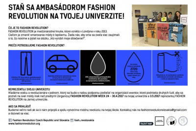 Staň sa ambasádorom Fashion Revolution na Tvojej univerzite!