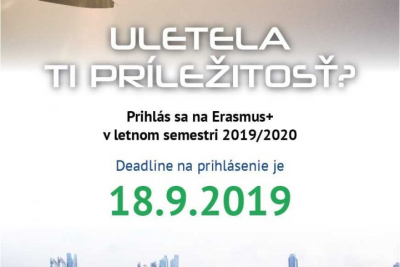 Dodatočná výzva na ERASMUS+ študijné pobyty v letnom semestri 2019/2020