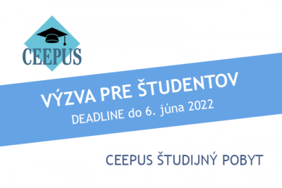 Výzva na študijné pobyty v rámci štipendijného programu CEEPUS na akademický rok 2022/2023