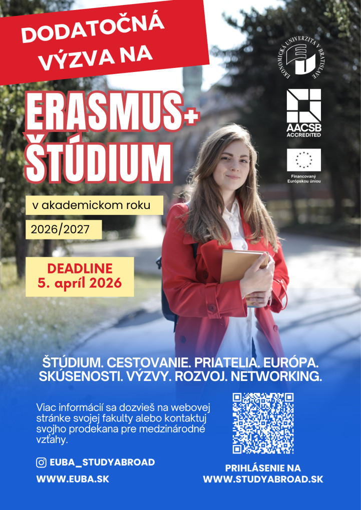 Študuj v zahraničí v rámci programu Erasmus+ v akademickom roku 2026/2027 - dodatočná výzva
